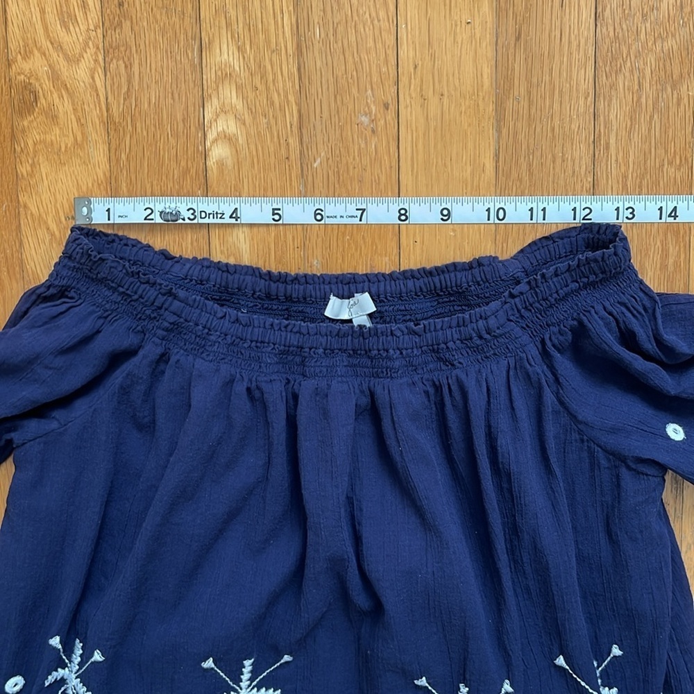 Joie Kistine 100% Cotton Navy Blue & White Embroidered Blouse Peasant Top XS - Picture 14 of 14